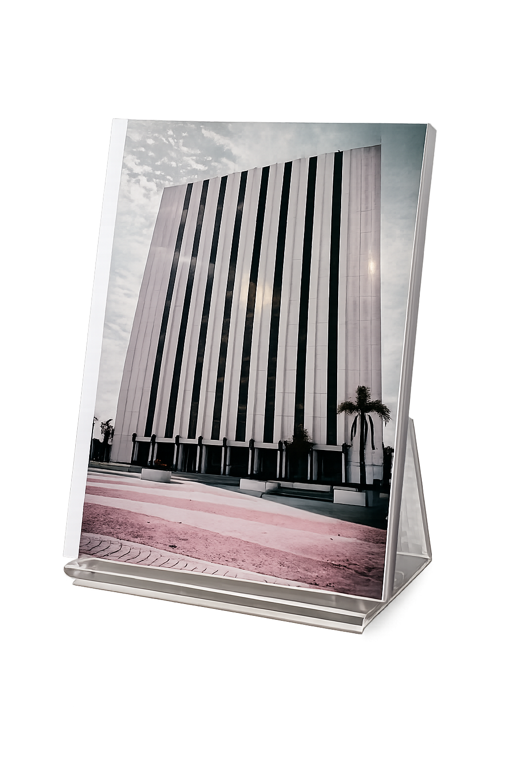 Architectural photography print from Raised Between displayed in acrylic stand